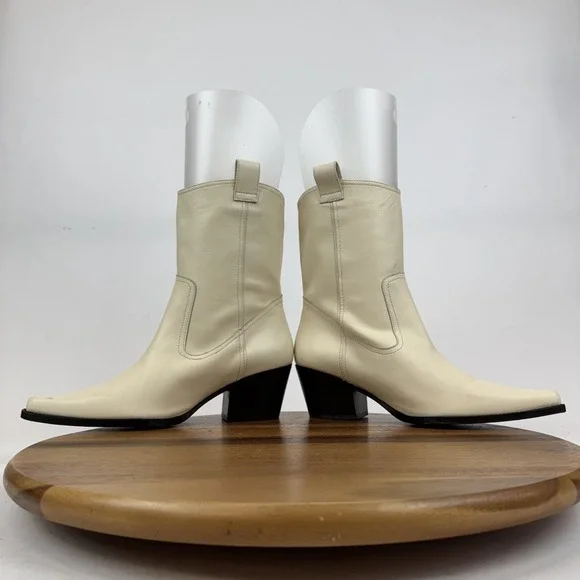 New Womens Staud June Boot In Leather Ivory Western Cowboy Boots Size 40 NWOB - Picture 5 of 8